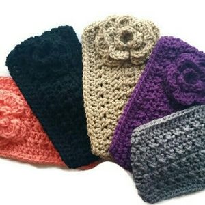 BLACK Crochet Headband Earwarmer