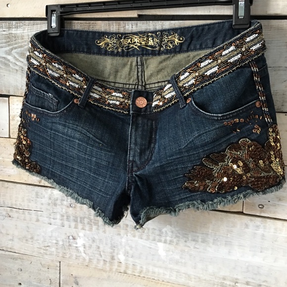 FINAL MARKDOWN Express sequined Jean shorts