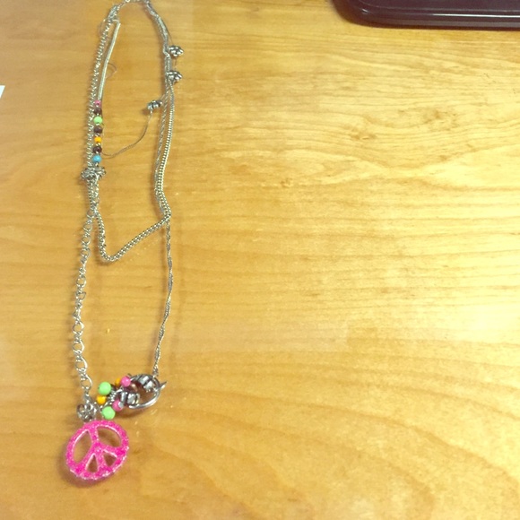 Women's peace & flower power layered necklace