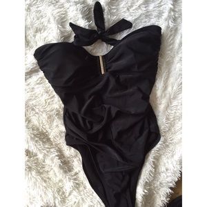 Calvin Klein Black Strapless Sweetheart Swimsuit