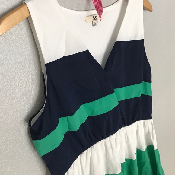 Blue and green striped dress