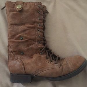 Brown combat boots