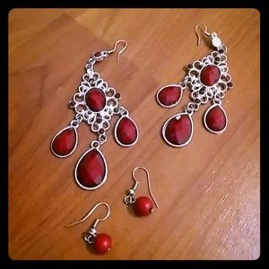 Red/"Silver" Earring Bundle.