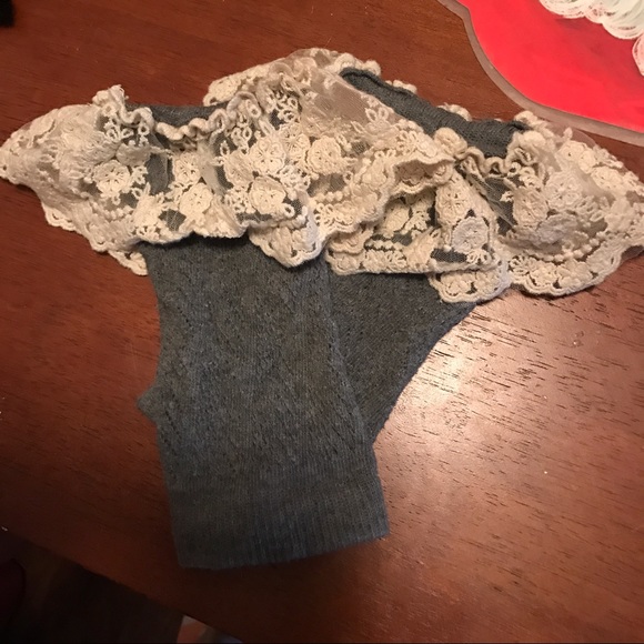 Gray lace boot cuffs