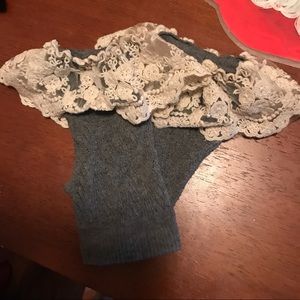 Gray lace boot cuffs