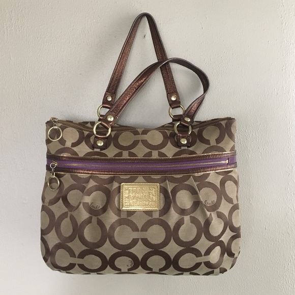 COACH POPPY ART GLAM TOTE BAG