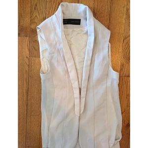 Zara Off White Sleeveless Blazer