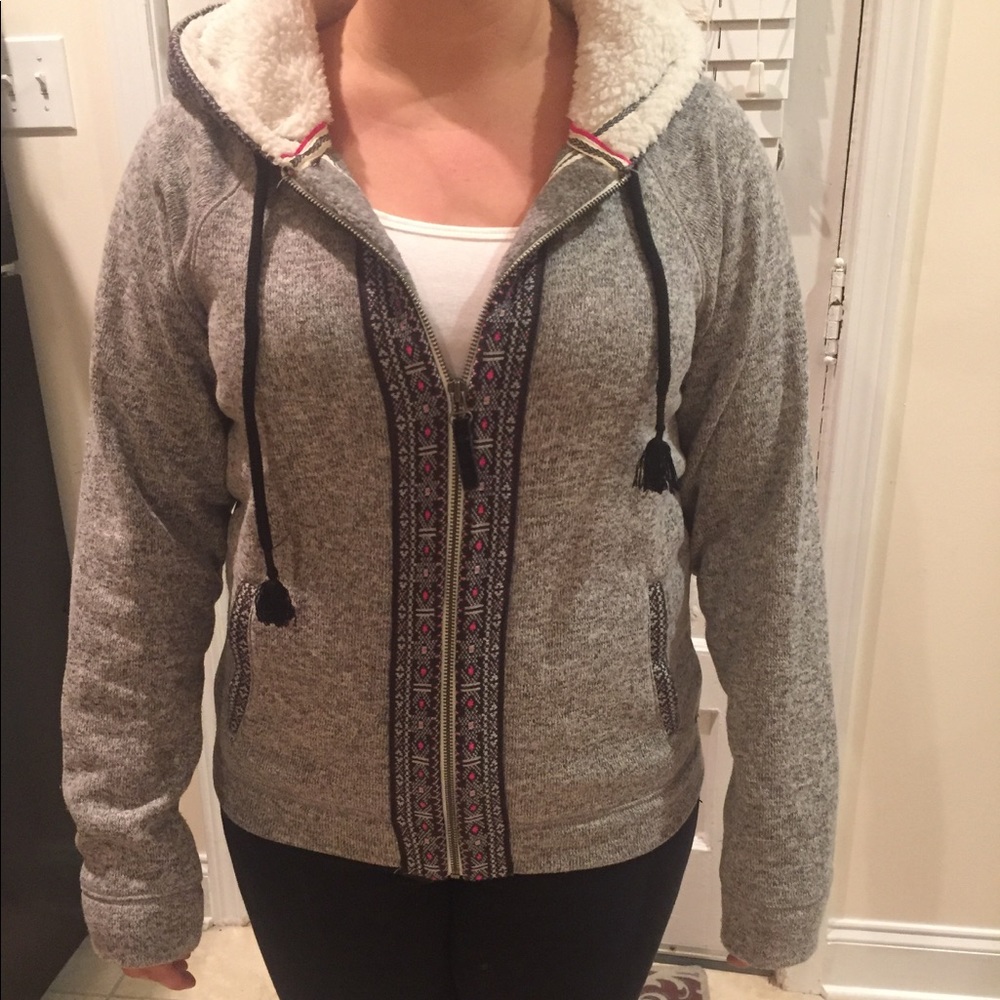 Marled grey zip up American Eagle hoodie