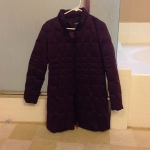 Long burgundy snow jacket