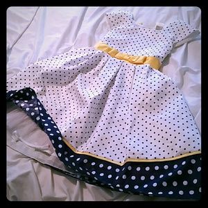 Girl Dress.  Size 10. White, blue and Gold