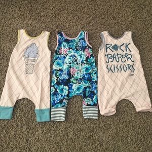 RagstoRaches size 6-12 mo Romper Bundle