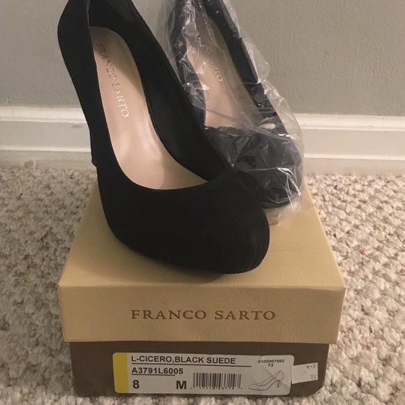 Franco Sarto black suede pumps