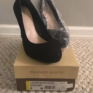 Franco Sarto black suede pumps