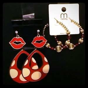 Sassy Red and "Gold" Earring Bundle