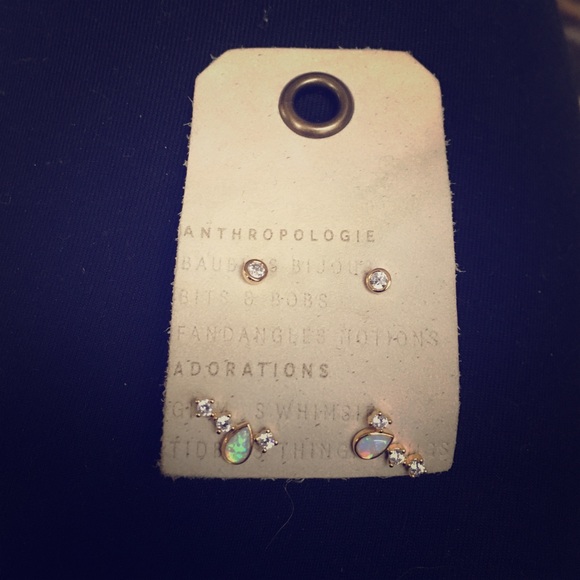 Anthropologie Opal Arc Earring Set