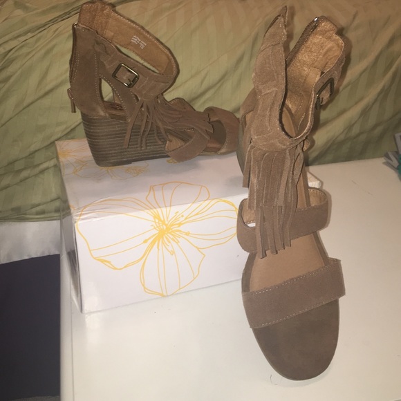 Yellowbox brown suede wedges