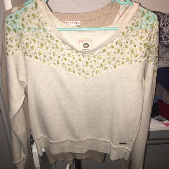 Roxy lace shoulder sweater