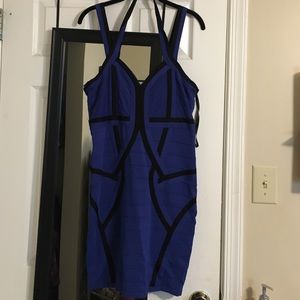 Black and Royal Blue Bebe bandage dress