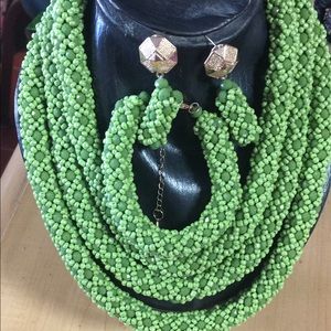 African Nigerian crystal bead jewelry set