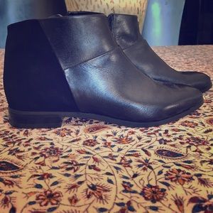 Black leather and suede ankle boots