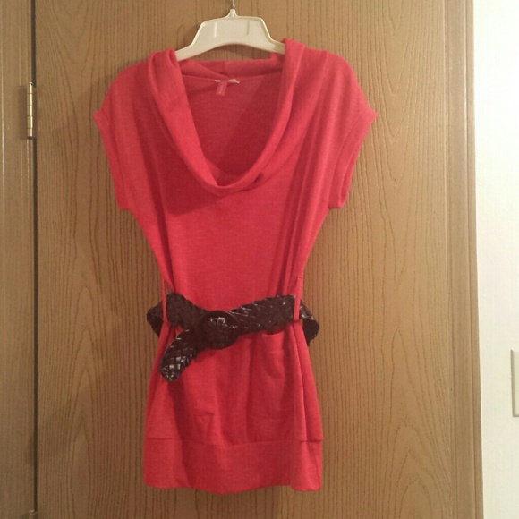 Red shirt with belt