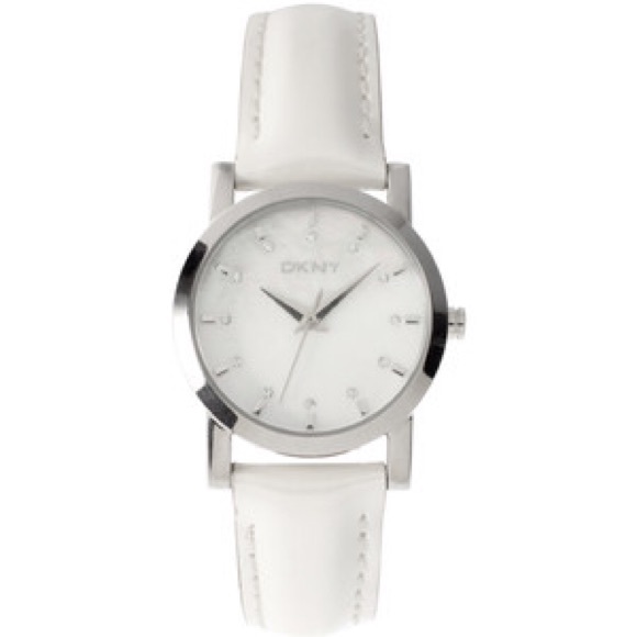 DKNY Pearl Dial White Leather watch