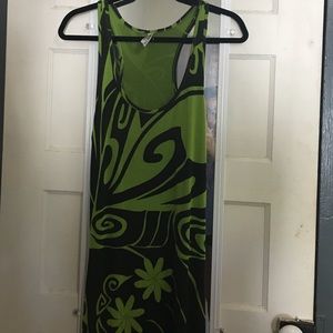 Wahine Toa green tank top Long maxi dress