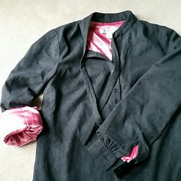 Charcoal gray wool blend long sleeve shift dress