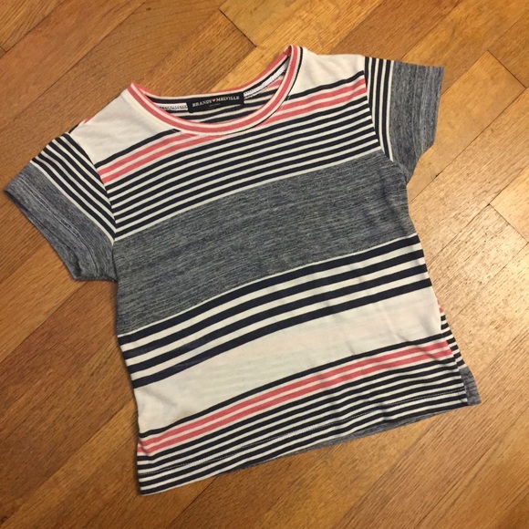 Brandy Melville Tops - Red white blue striped cropped baby tee