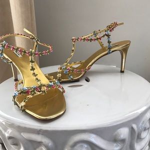 Miu miu sandals gold and flower with thin straps