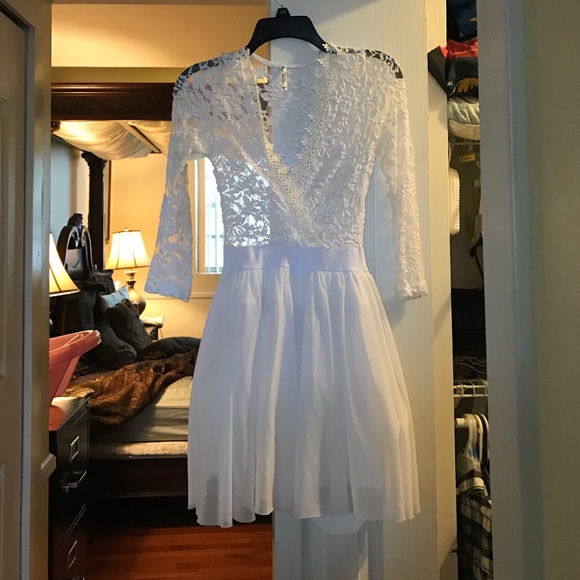 Lace and tulle white dress