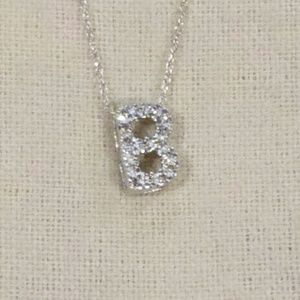 14 kt gold, 1/10 tw Diamond initial B