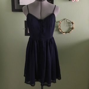 Urban Outfitters Swan Dress in Navy and Black Lace