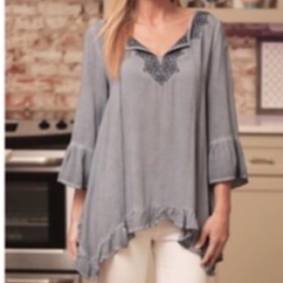 Denim Ruffle Tunic