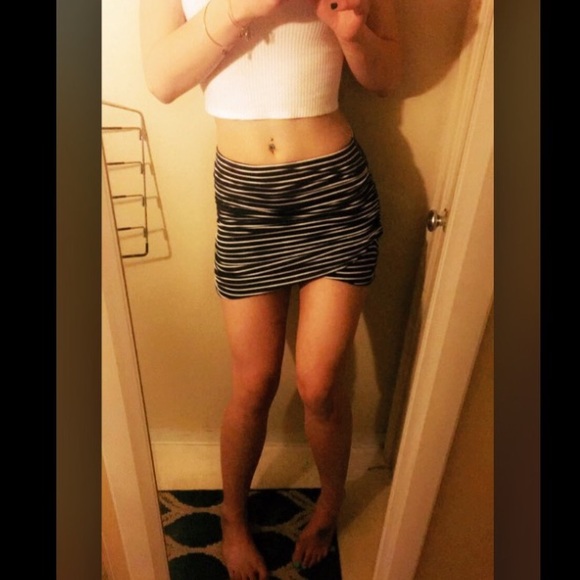 Black and White Striped Skirt