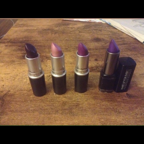 3 MAC lipsticks and MakeForever lipstick