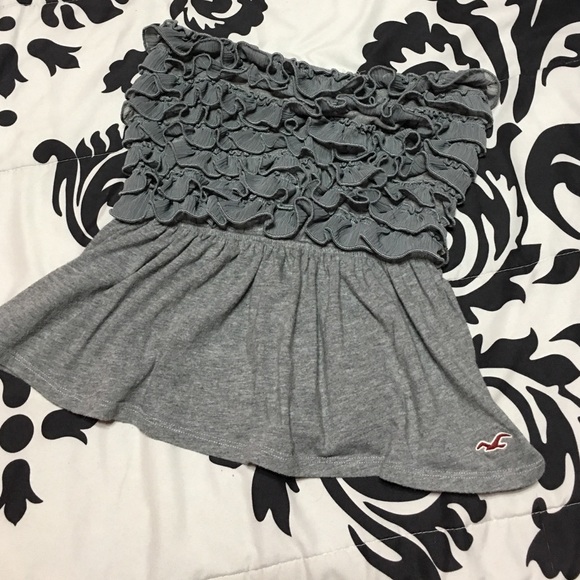 Hollister Grey Ruffle Tube Top