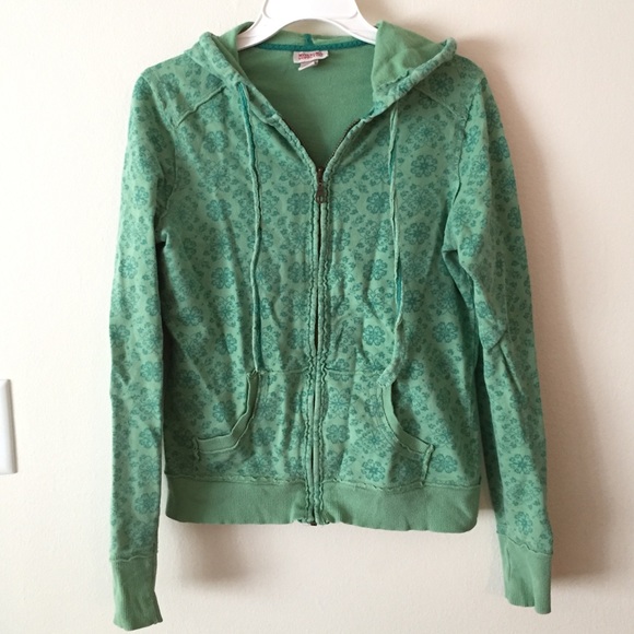 Cute green patterned zip up hoodie