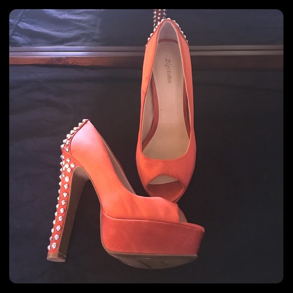 Sexy orange spiked heels (Zigi Soho)