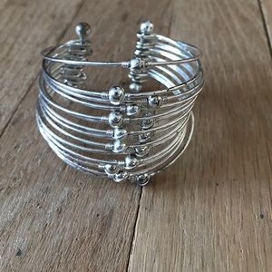 Silver stacked cuff bracelet