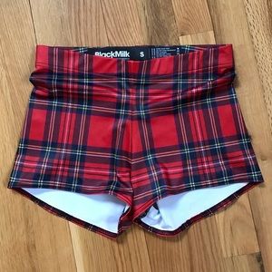 Black Milk Red Tartan Booty Shorts