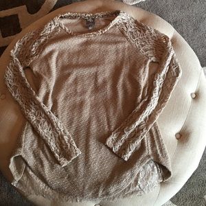 Anthropologie 'One September' tan lace sweater!