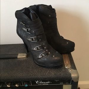 Ash stiletto black boots amazing buckle 39 1/2