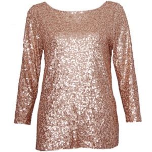 J Crew Rose Gold Sequin Top - Sz M