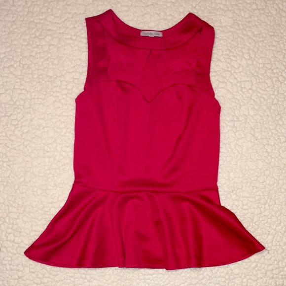 Red Peplum Shirt with Cut-Outs - Picture 2 of 3
