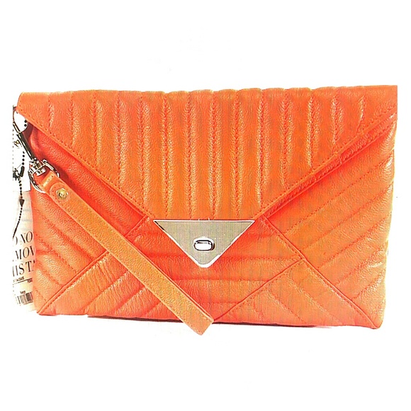 Official L.A.M.B. Orange Leather Clutch NWT!