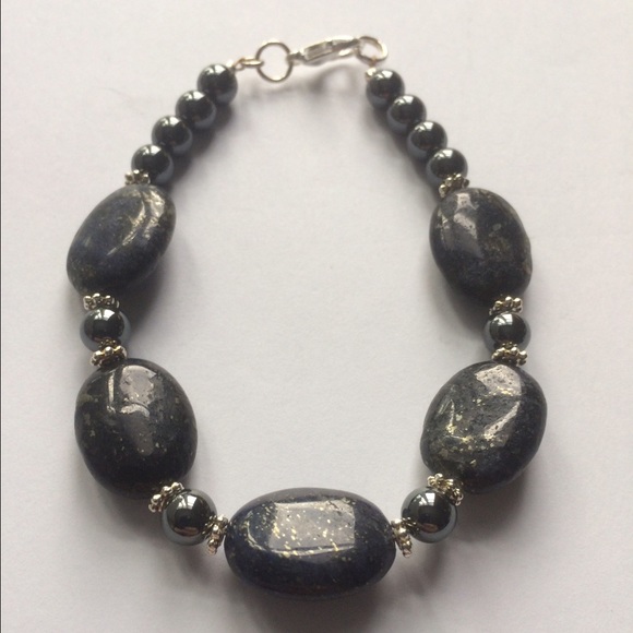 ‼️⬇️SALE!‼️Blue Goldstone with Hematite Bracelet - Picture 1 of 4