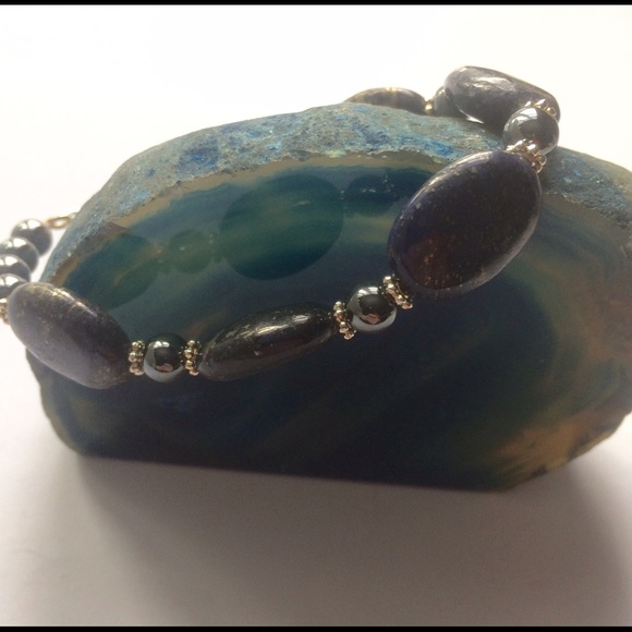 ‼️⬇️SALE!‼️Blue Goldstone with Hematite Bracelet - Picture 2 of 4