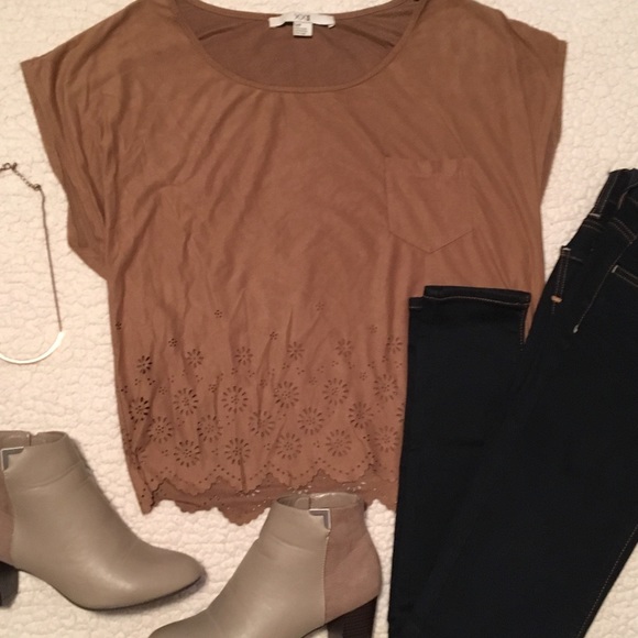 Suede Shirt with Floral Designs - Picture 1 of 3