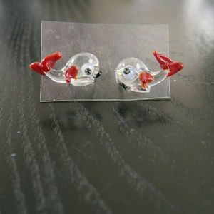 ⚡SALE⚡🐳Whale shaped glass earrings from Mexico